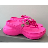 Cheap Price Balenciaga Women's Crocs™ Thong Slides Sandal in Rubber with Charm Pink 0827024