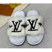 Discount Louis Vuitton Mink Fur Flat Slipper White 2025 LV082901
