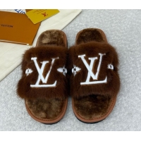 Buy Luxury Louis Vuitton Mink Fur Flat Slipper Brown 2025 LV082901 0829003