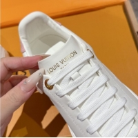 Hot Style Louis Vuitton Time Out Sneakers in White Leather with Pink Label Hanging 1AGUXO 0829008 