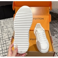 Top Design Louis Vuitton Time Out Sneakers in White Leather with Grey Label Hanging 1AGUXO 0829009 