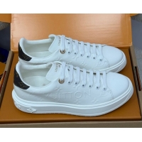 Charming Louis Vuitton Time Out Sneakers 4cm in White Debossed Monogram Leather 1AAP6O 0829010