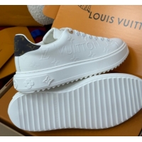 Charming Louis Vuitton Time Out Sneakers 4cm in White Debossed Monogram Leather 1AAP6O 0829010