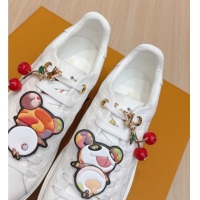 Trendy Design Louis Vuitton Time Out Sneakers 4cm in White Monogram Leather with Charm 0829011