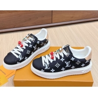 Sumptuous Louis Vuitton Time Out Sneakers 4cm in Black Monogram Leather 0829012
