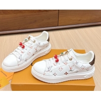 Shop Duplicate Louis Vuitton Time Out Sneakers 4cm in Leather 1AHOOD White/Multicolor 0829016