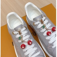 1:1 aaaaa Louis Vuitton Time Out Sneakers 4cm in Grey Leather 0829017