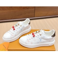 Classic Hot Louis Vuitton Time Out Sneakers 4cm in Leather 1AHOOD White/Blue 0829019