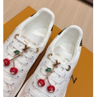 Classic Hot Louis Vuitton Time Out Sneakers 4cm in Leather 1AHOOD White/Blue 0829019