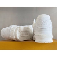 Grade Quality Louis Vuitton LV Trainer Sneakers in Perforated Leather White 0829026
