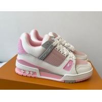 Good Quality Louis Vuitton LV Trainer Sneakers in Perforated Leather 1AHWSM Pink 0829030