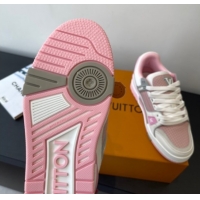 Good Quality Louis Vuitton LV Trainer Sneakers in Perforated Leather 1AHWSM Pink 0829030