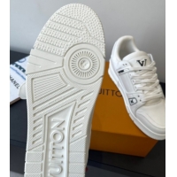 Top Grade Louis Vuitton LV Trainer Sneakers in Plain Leather 1AIKR9 White 0829032
