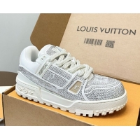 Best Grade Louis Vuitton LV Trainer Maxi Sneakers 6cm in Allover Strass White 0829034