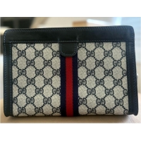 Top Quality Gucci GG Canvas Web Cosmetic Clutch Bag 04014 Navy Blue