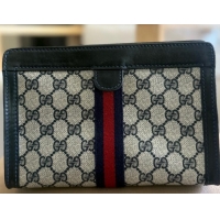 Top Quality Gucci GG Canvas Web Cosmetic Clutch Bag 04014 Navy Blue