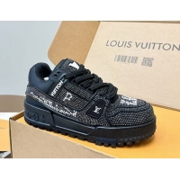 Unique Style Louis Vuitton LV Trainer Maxi Sneakers 6cm in Allover Strass Black 0829035