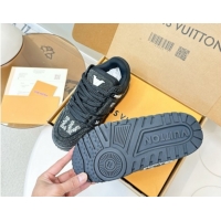 Unique Style Louis Vuitton LV Trainer Maxi Sneakers 6cm in Allover Strass Black 0829035