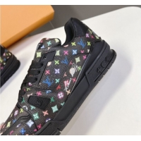 Luxurious Louis Vuitton LV x TM LV Trainer Sneakers in Multicolored Leather 1AHEKS Black 0829037