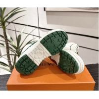 Classic Hot Louis Vuitton Canvas and Leather High Top Sneakers White/Green 2025 LV082902 0829039