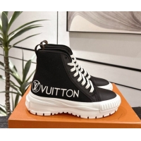Discount Louis Vuitton Canvas and Leather High Top Sneakers Black2 2025 LV082902 0829042