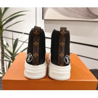 Discount Louis Vuitton Canvas and Leather High Top Sneakers Black2 2025 LV082902 0829042