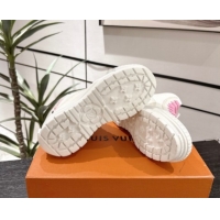 Stylish Louis Vuitton Canvas and Leather High Top Sneakers White/Light Pink 2025 LV082903 0829043