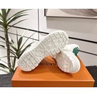 Fashion Louis Vuitton Canvas and Leather High Top Sneakers White/Green 2025 LV082903 0829044