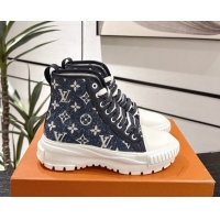 Low Price Louis Vuitton Monogram Jacquemus High Top Sneakers Dark Blue 2025 LV082903 0829047