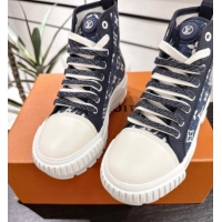 Low Price Louis Vuitton Monogram Jacquemus High Top Sneakers Dark Blue 2025 LV082903 0829047