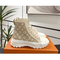 Buy Luxury Louis Vuitton Monogram Jacquemus High Top Sneakers Beige 2025 LV082903 0829048
