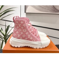 Luxury Louis Vuitton Monogram Jacquemus High Top Sneakers White/Pink 2025 LV082903 0829049