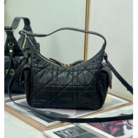 New Design Dior D-Dream Medium Bag in Macrocannage Lambskin D9087 Black 2025