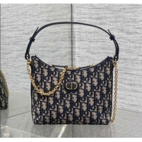 Low Price Dior Miss Caro Diorling Mini Bag with Chain in Blue and Beige Oblique Jacquard D9101 2025