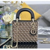 Promotional Dior Mini Lady Bag in Embroidered 0929 Black 2025