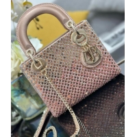 Good Taste Dior Mini Lady Bag in Embroidered with Sequins 0929 Pink 2025