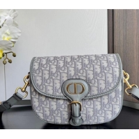 Buy Cheapest Dior Medium Bobby Bag in Blue Oblique Jacquard 0929 Grey 2025