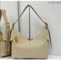 Luxury Cheap Dior Medium Voyage Bag in Flat Macrocannage Grained Calfskin Leather 2846 Beige Yellow 2025