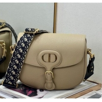 Top Design Dior Large Dior Bobby Bag Grained Calfskin with Blue Oblique Embroidered Shoulder Strap 9132 Beige 2025