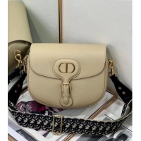 Top Design Dior Large Dior Bobby Bag Grained Calfskin with Blue Oblique Embroidered Shoulder Strap 9132 Beige 2025