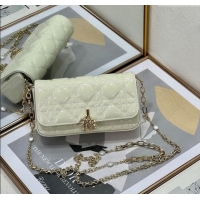 Well Crafted Dior My Dior - Dior Talk Phone Pouch in Patent Cannage Calfskin 9134 White 2025