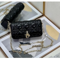 Top Grade Dior My Dior - Dior Talk Phone Pouch in Cannage Lambskin Leather 9134 Black 2025