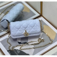 Luxury Cheap Dior My Dior - Dior Talk Phone Pouch in Cannage Lambskin Leather 9134 Ice Blue 2025