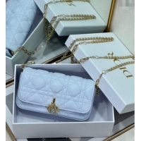 Luxury Cheap Dior My Dior - Dior Talk Phone Pouch in Cannage Lambskin Leather 9134 Ice Blue 2025