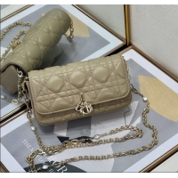 Cheapest Dior My Dior - Dior Talk Phone Pouch in Cannage Lambskin Leather 9134 Cream Apricot 2025