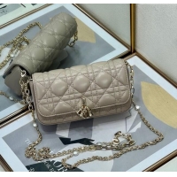 Well Crafted Dior My Dior - Dior Talk Phone Pouch in Cannage Lambskin Leather 9134 Powder Beige 2025