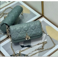 Fashion Discount Dior My Dior - Dior Talk Phone Pouch in Cannage Lambskin Leather 9134 Slate Grey 2025