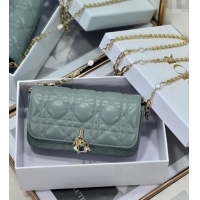Fashion Discount Dior My Dior - Dior Talk Phone Pouch in Cannage Lambskin Leather 9134 Slate Grey 2025