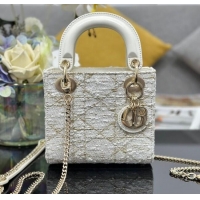 Grade Quality Dior Mini Lady Bag in Tweed 0929 White 2025