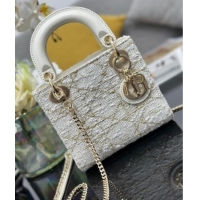 Grade Quality Dior Mini Lady Bag in Tweed 0929 White 2025